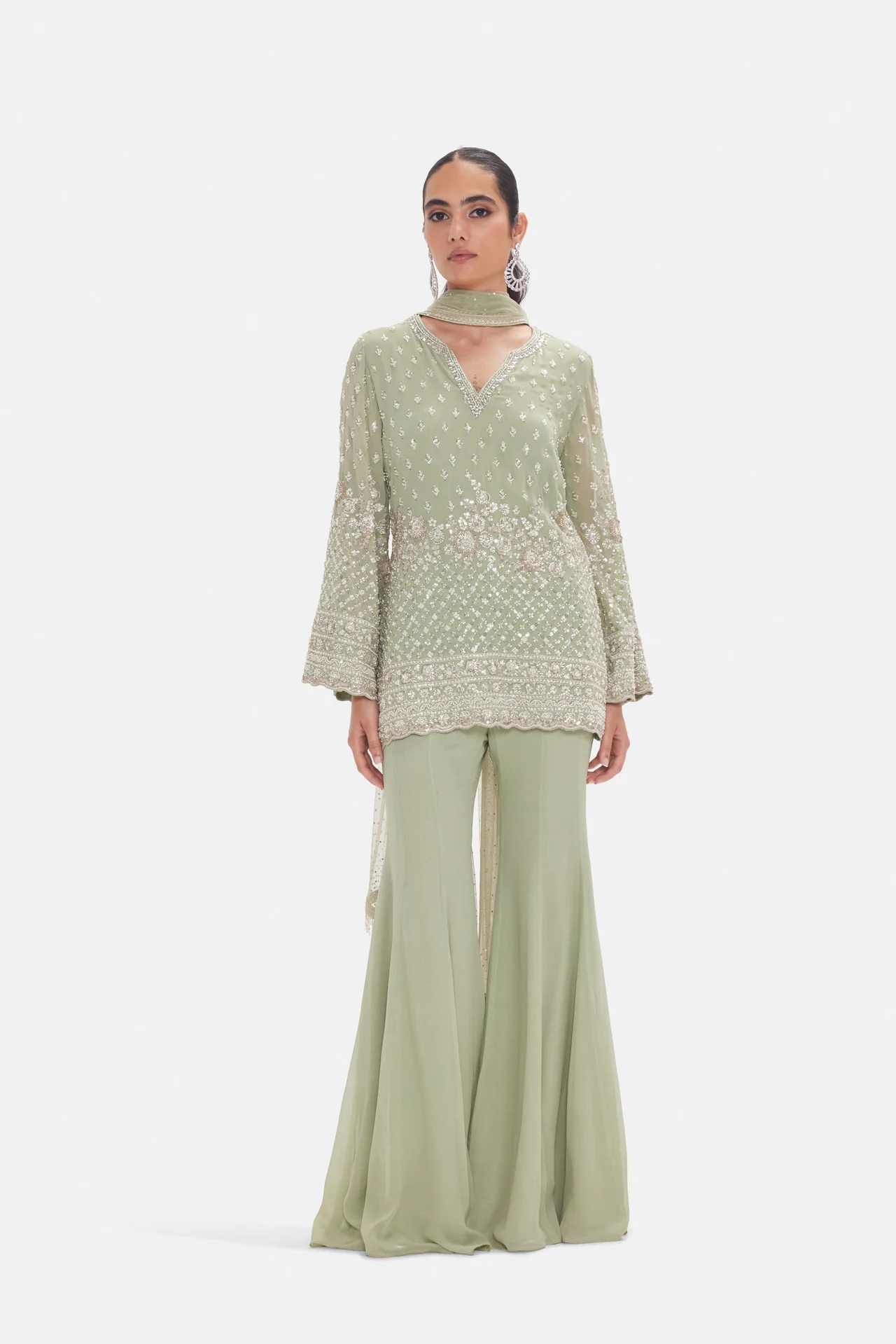 Sage Green Embroidered Kurta Set