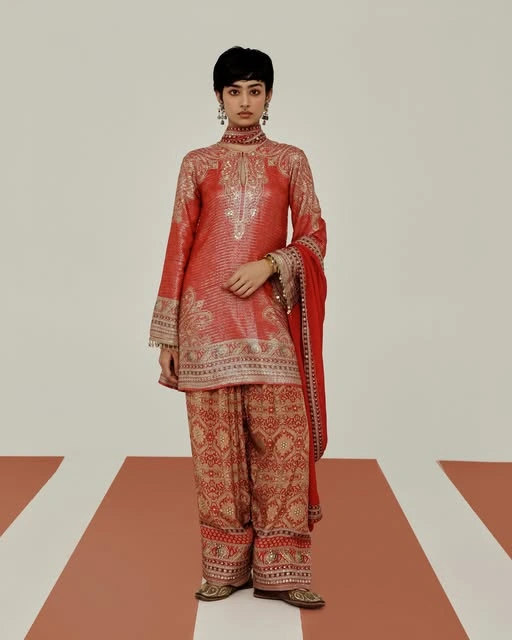 Coral Printed Kurta & Trouser Set