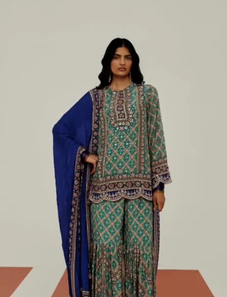 Teal Embroidered Ensemble