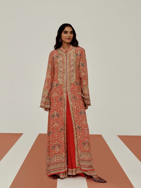 Basanti red embroidered jacket