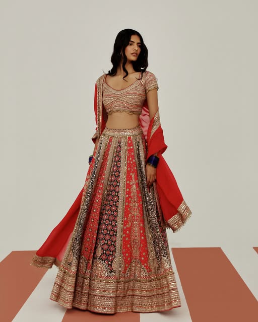 Basanti red lehenga