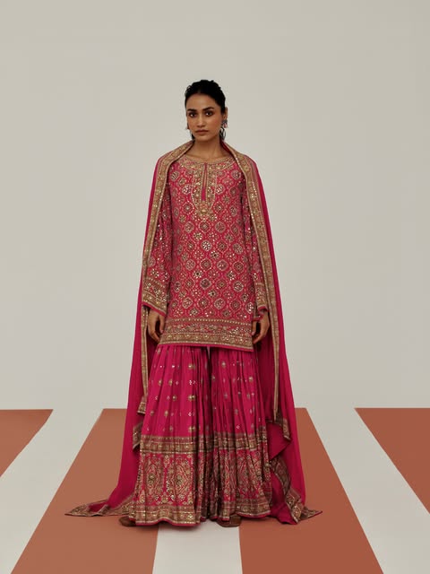 Basanti pink festive ensemble