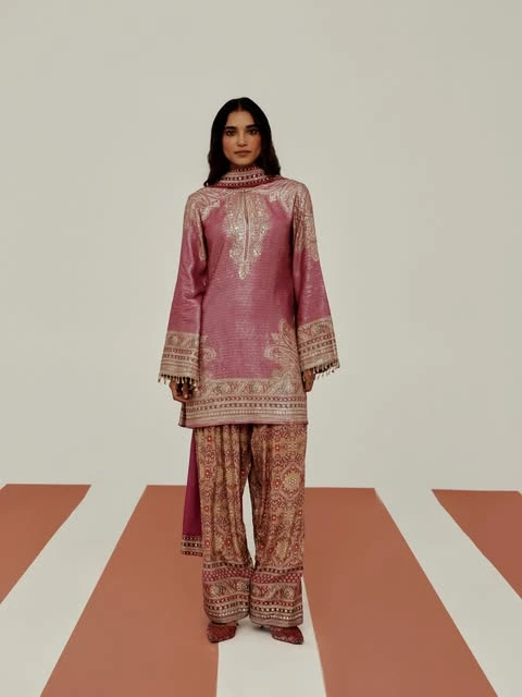 Mauve Printed Kurta & Trouser Set