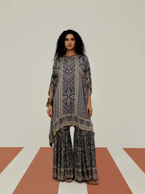 Printed Kaftan & Wide-Leg Set