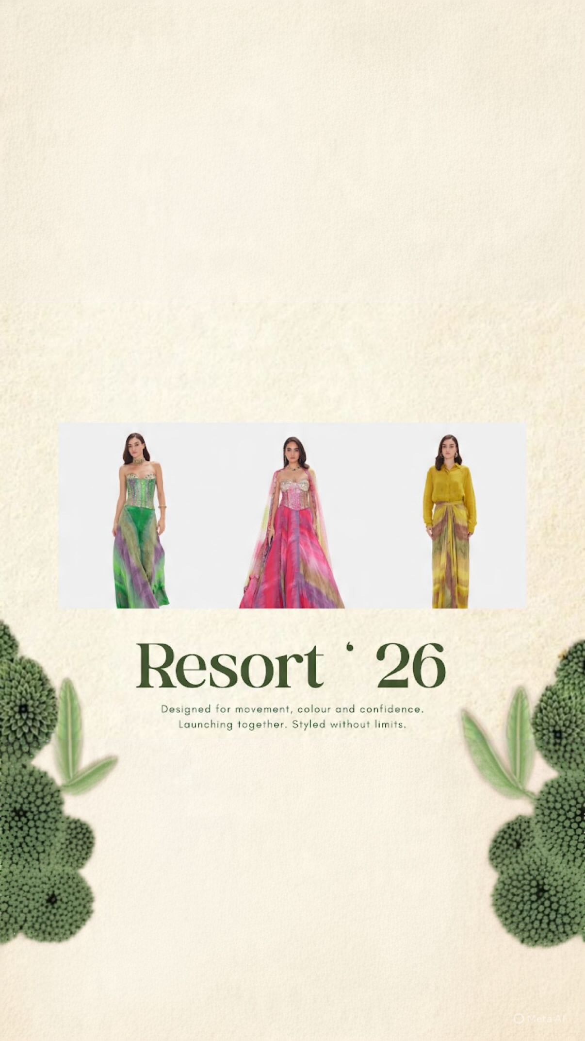 RESORT 2026

Designed for movement, colour, and confidence from the Digital Runway to your wardrobe. Crafted for those who like their occasion wear easy, expres