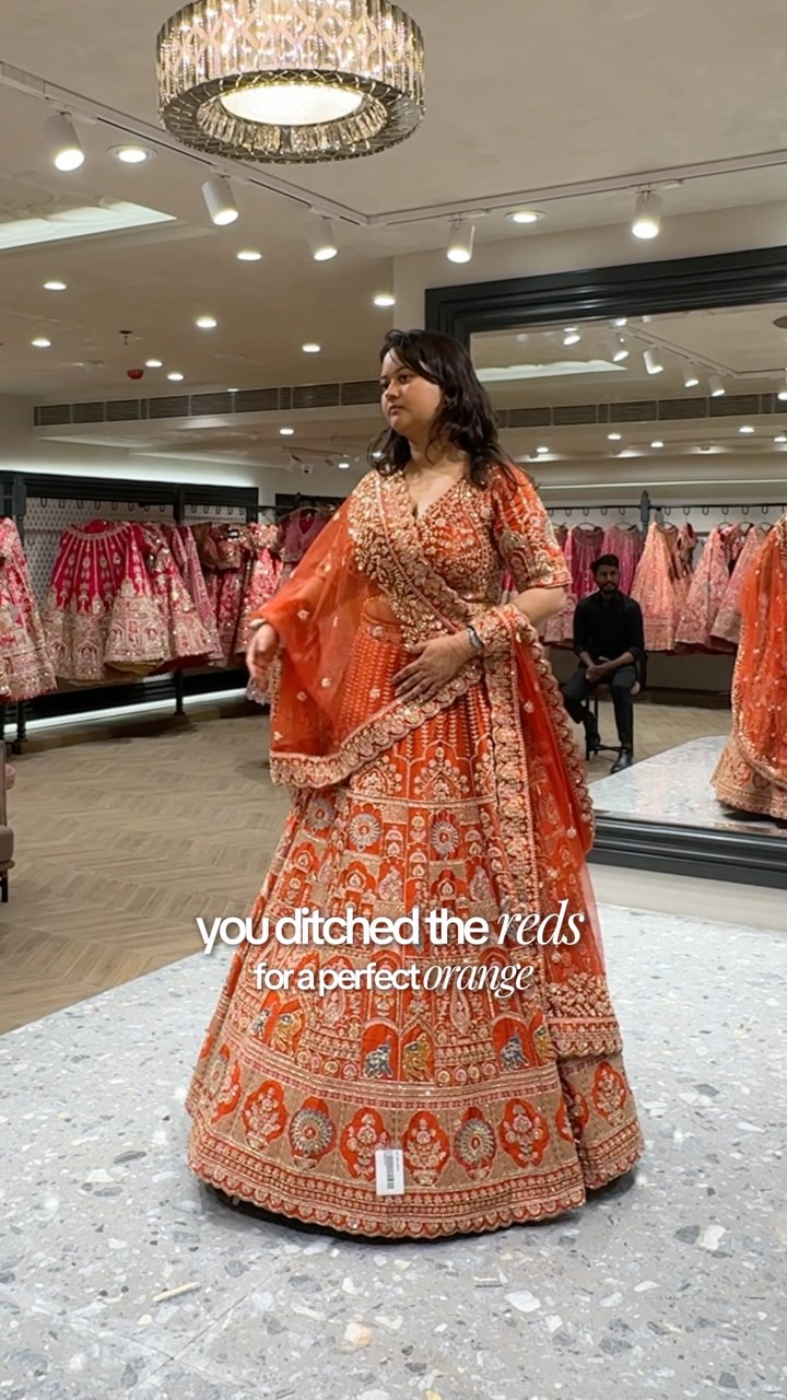 Not your usual bridal Red. 

A fresh take on bridal dressing for the 2026 bride.

Shop the look at Sindh Emporio.

[ 2026 bride, Sindh Emporio, Fashion, Orange,