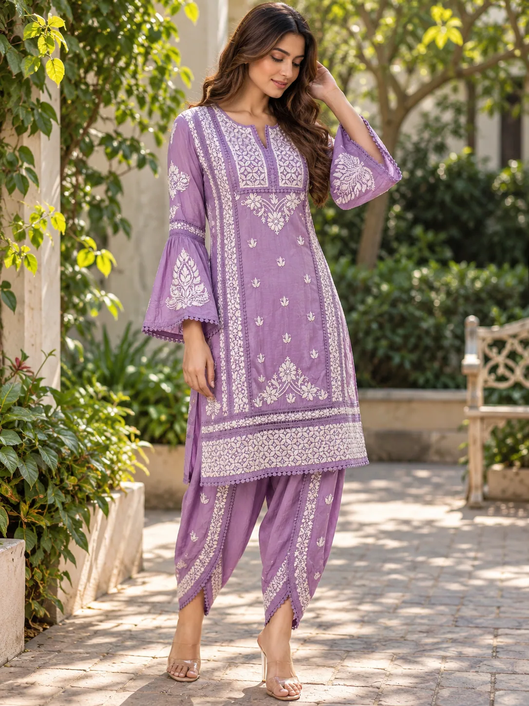 Turquoise Chikankari Kurta Set
