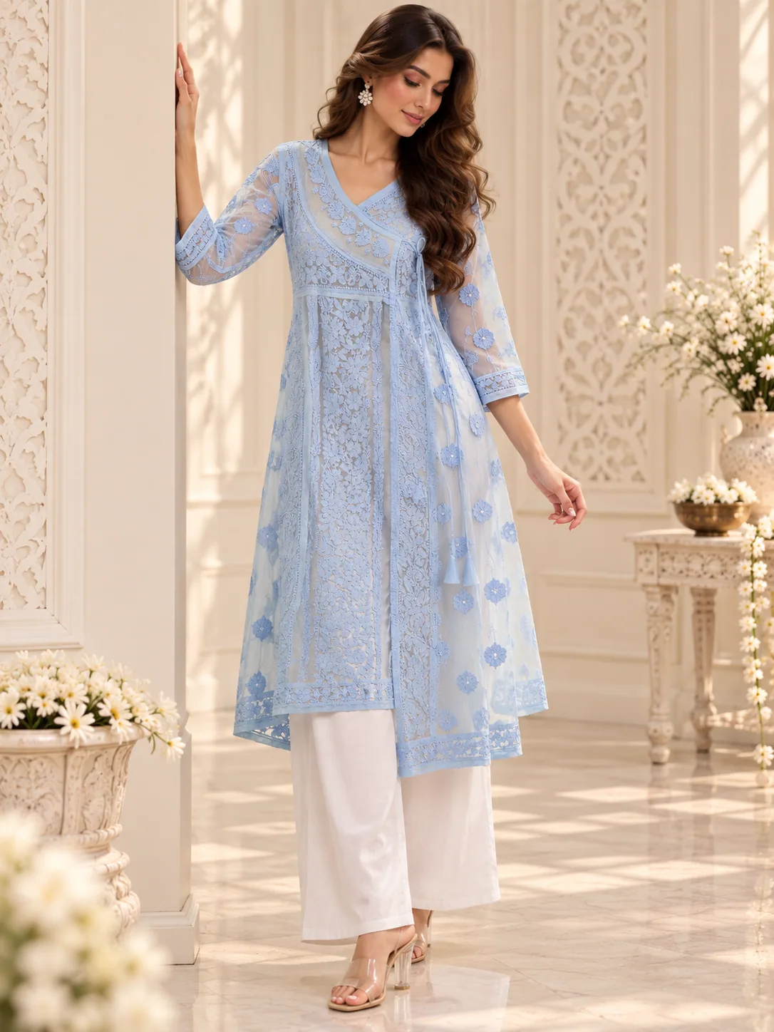 Blue Floral Kurta Set