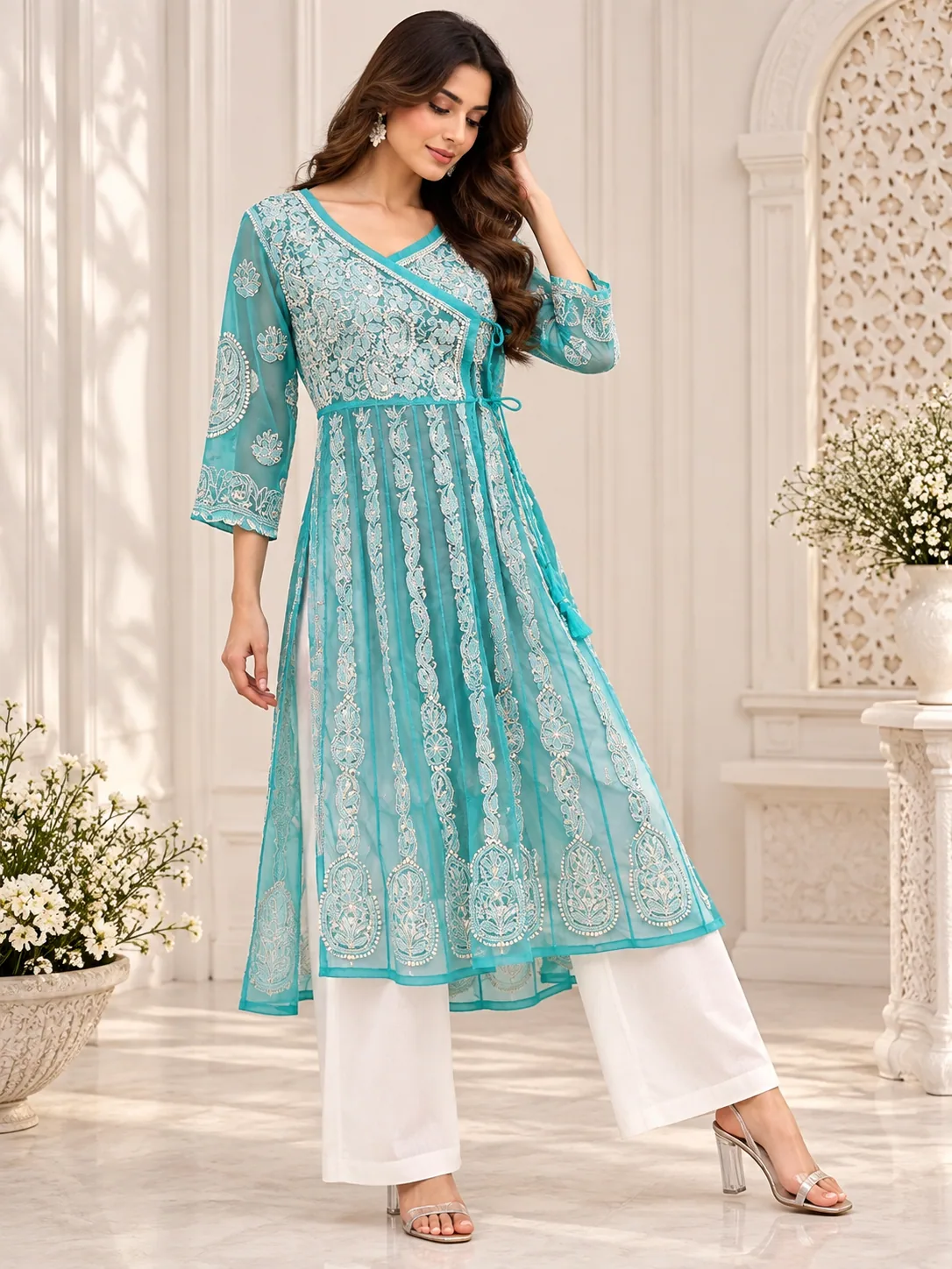 Purple Embroidered Kurta Set