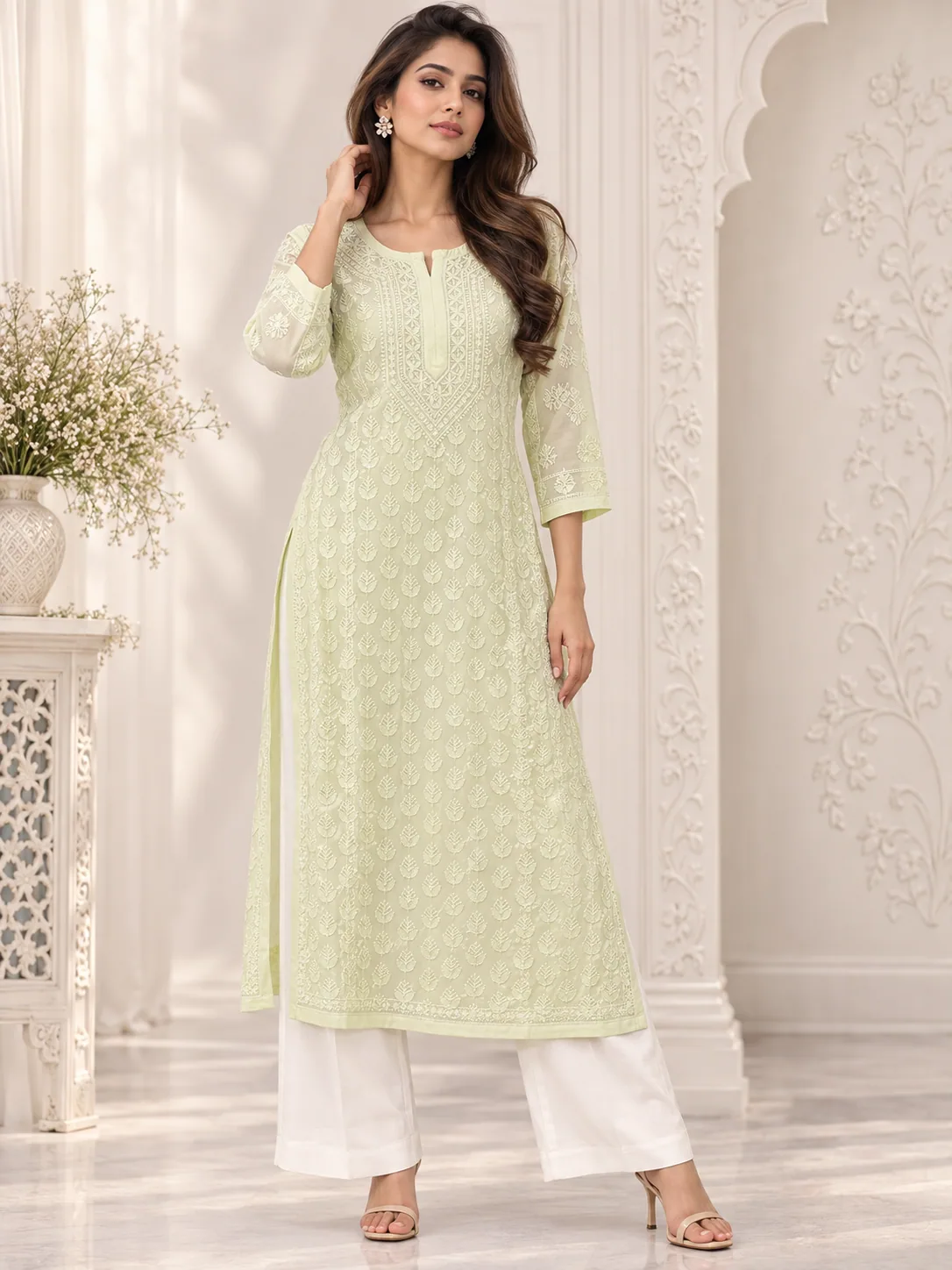 Mint Green Chikankari Kurta