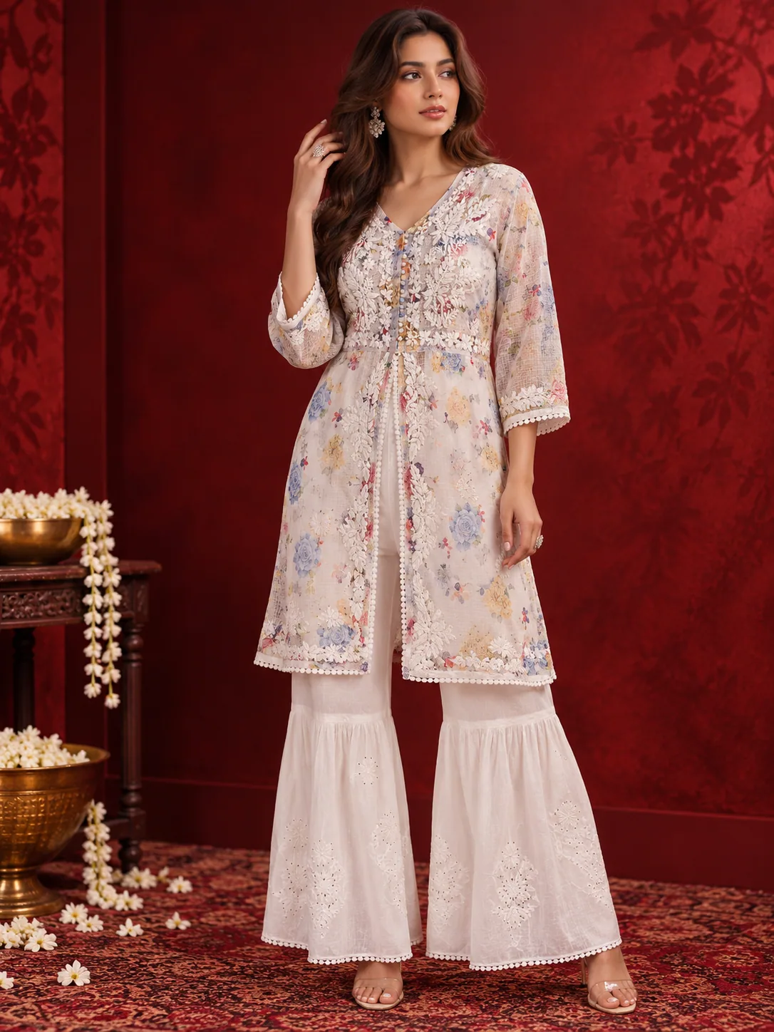 Floral Chikankari Kurta Set