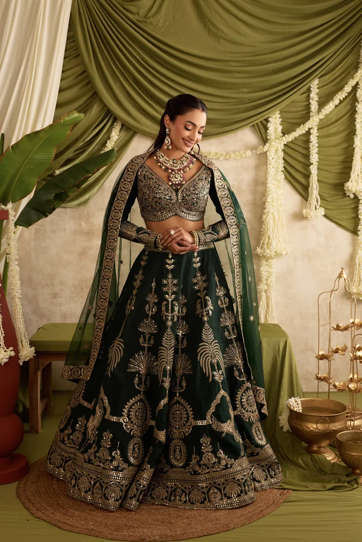 Sarva green embroidered lehenga